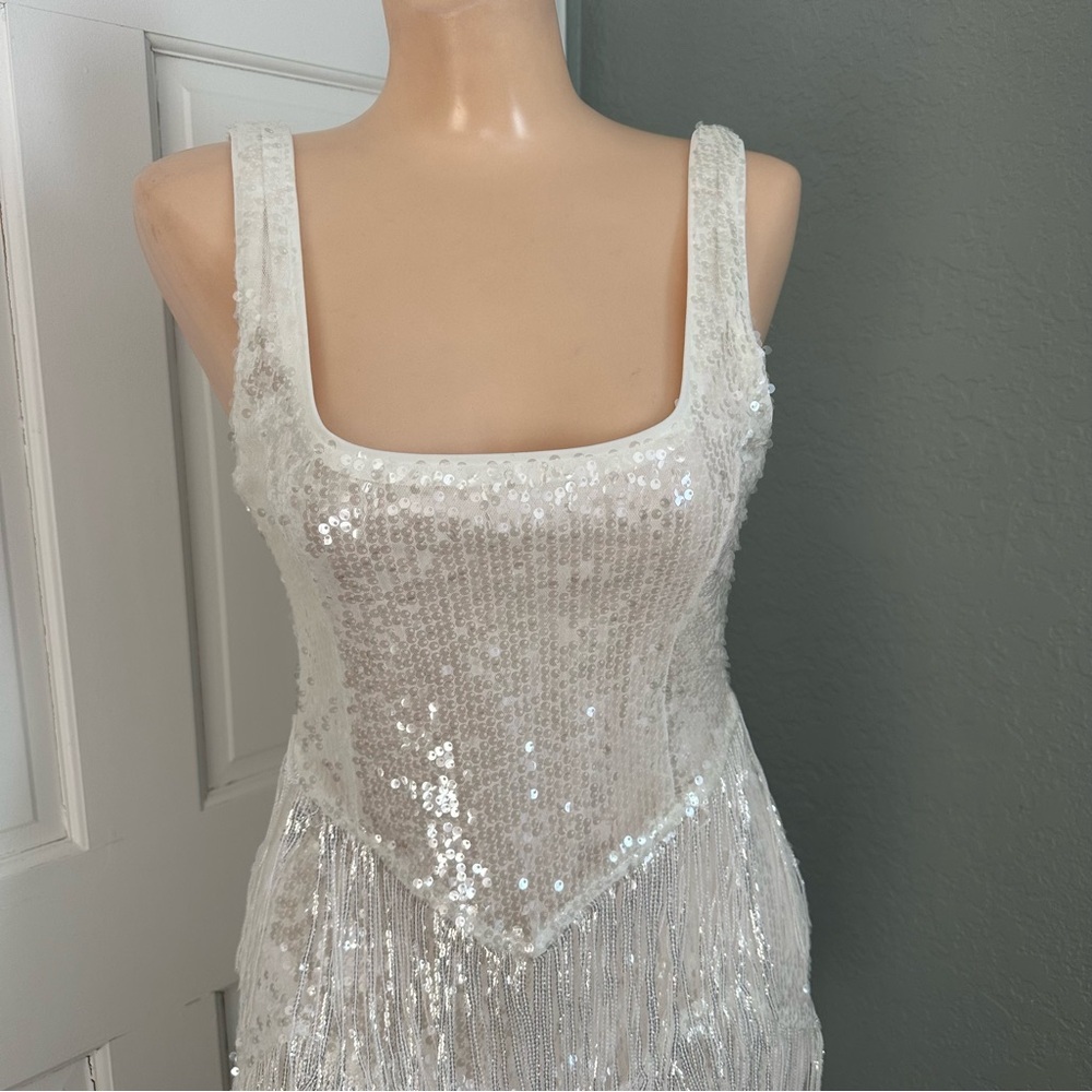 LULU’S LIMELIGHT LOVE SEQUIN FRINGE BODYCON MINI DRESS - Picture 7 of 14